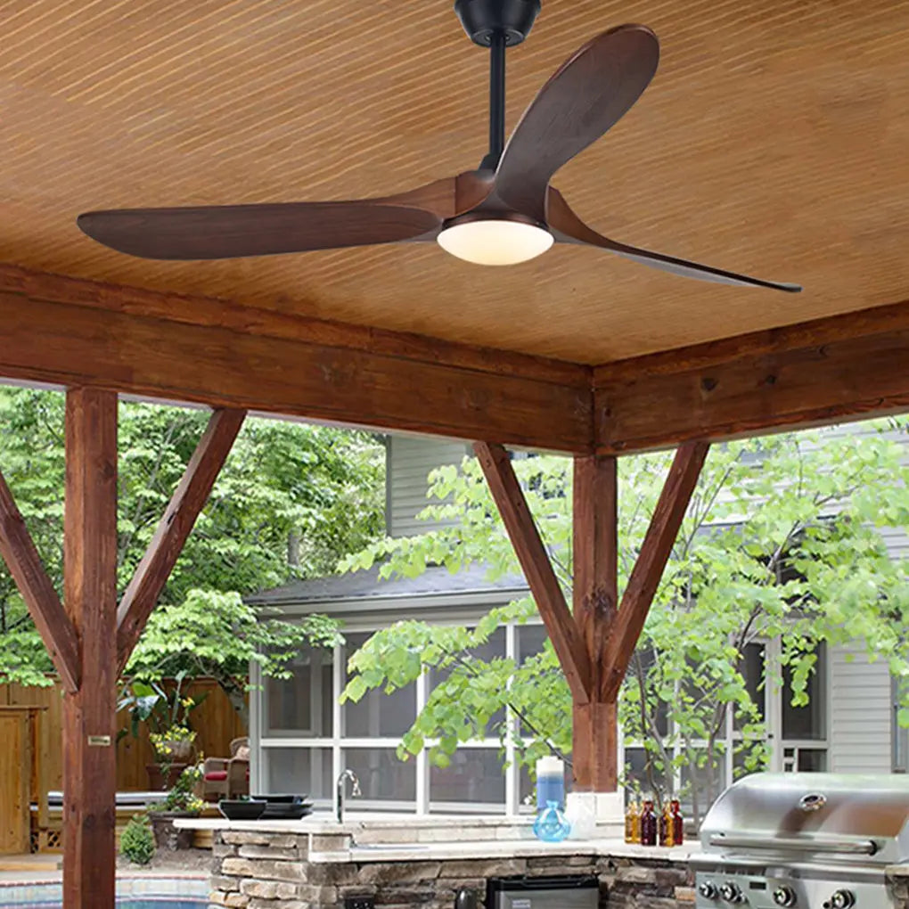 Retro Solid Wood Ceiling Fan with Lights - Silent Dimming and Frequency Conversion Luxe
