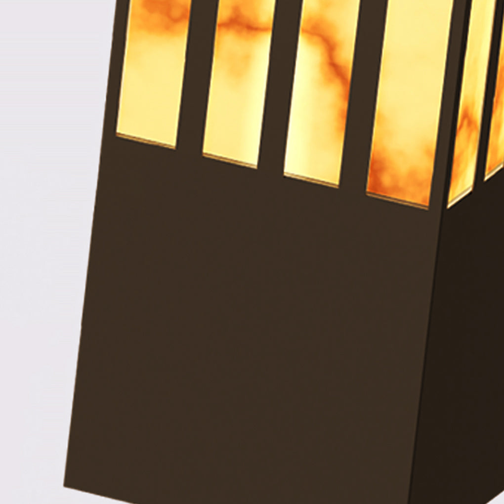 Rectangular Streak-Cut Outdoor Bollard Light — Stainless Steel and Imitation Marble, E27, IP54, 16" to 110"