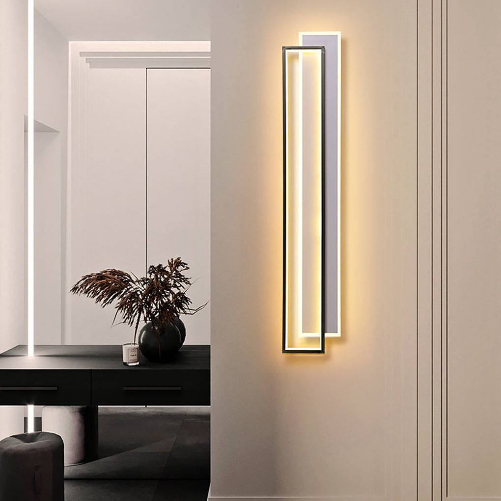 Minimalist Linear LED Wall Sconce — Aluminum & Acrylic, Three-Step Dimming, 25W–50W, Black or Gold