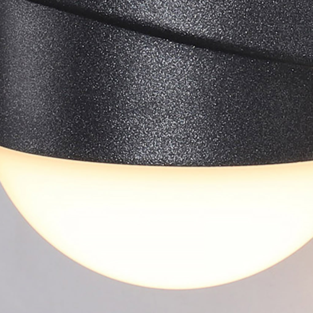 Modern Round Waterproof LED Up and Down Outdoor Wall Sconces in Black