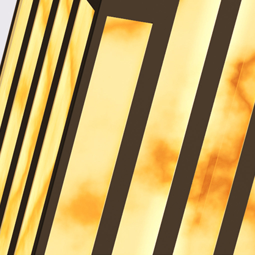 Rectangular Streak-Cut Outdoor Bollard Light — Stainless Steel and Imitation Marble, E27, IP54, 16" to 110"