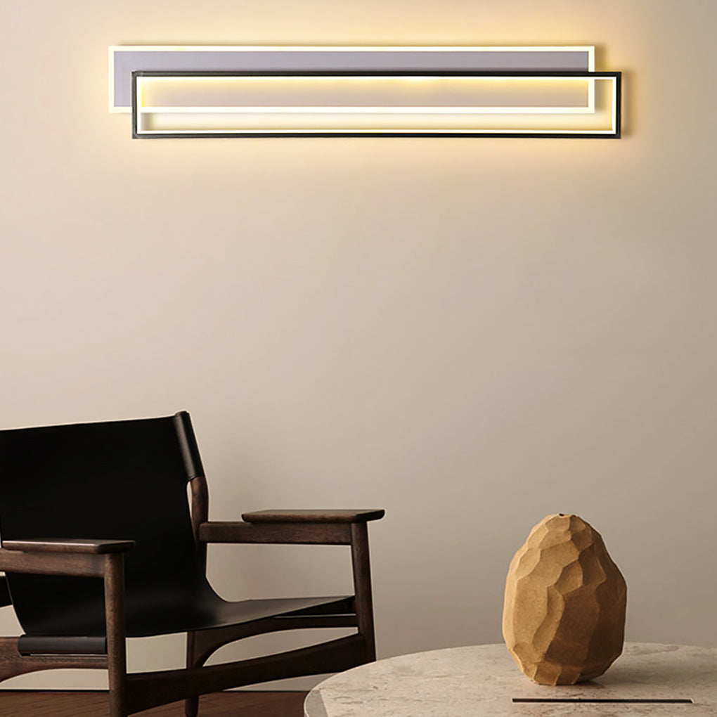 Minimalist Linear LED Wall Sconce — Aluminum & Acrylic, Three-Step Dimming, 25W–50W, Black or Gold