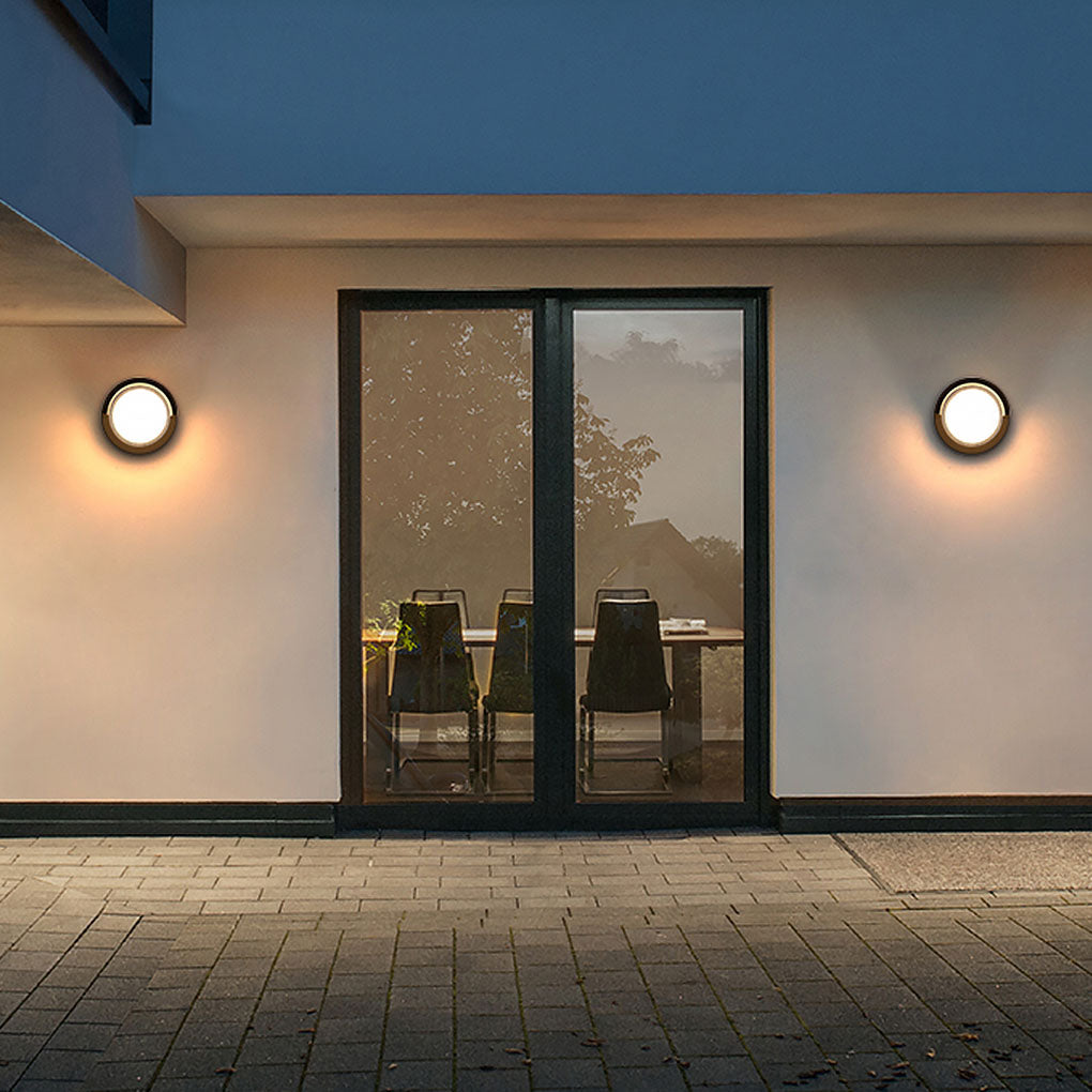 contemporary waterproof outdoor wall lights in round and square designs for gardens and villas