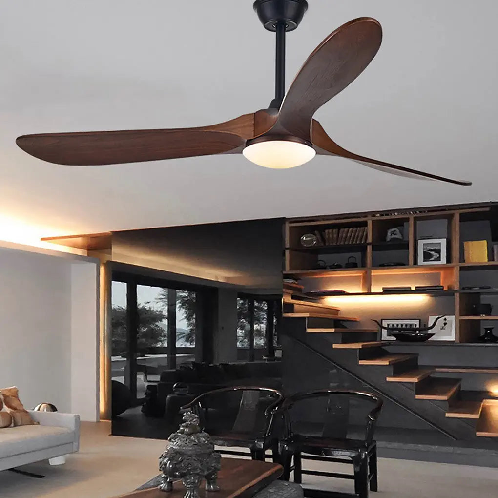 Retro Solid Wood Ceiling Fan with Lights - Silent Dimming and Frequency Conversion Luxe