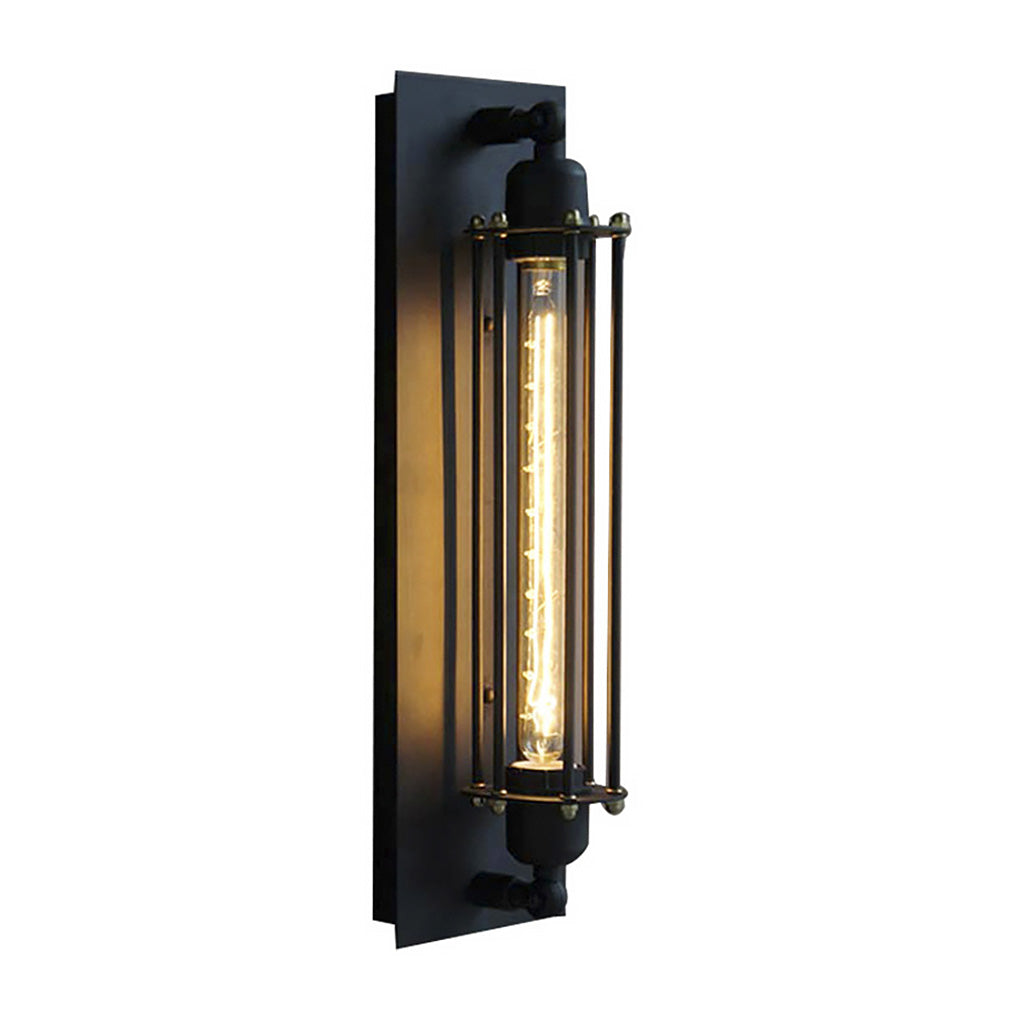 Retro Industrial Wall Sconce — Black Iron, 6W E27 LED, 3000K Warm White, for Cafés and Corridors