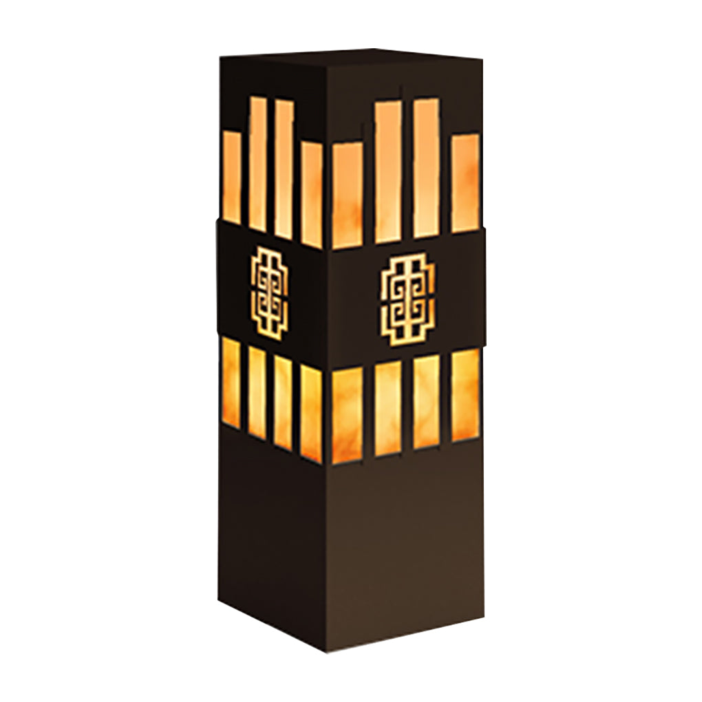 Rectangular Streak-Cut Outdoor Bollard Light — Stainless Steel and Imitation Marble, E27, IP54, 16" to 110"