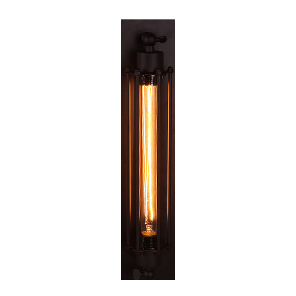 Retro Industrial Wall Sconce — Black Iron, 6W E27 LED, 3000K Warm White, for Cafés and Corridors