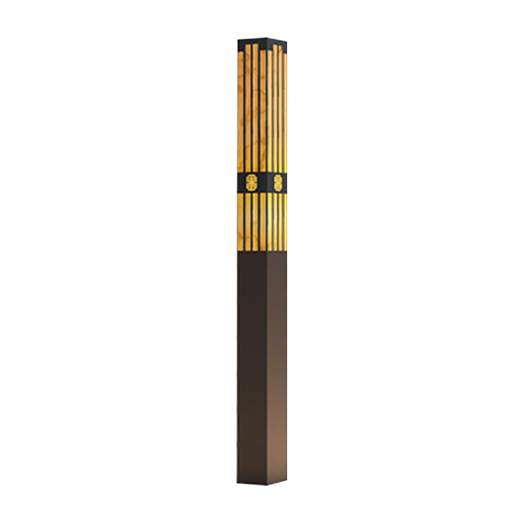 Rectangular Streak-Cut Outdoor Bollard Light — Stainless Steel and Imitation Marble, E27, IP54, 16" to 110"