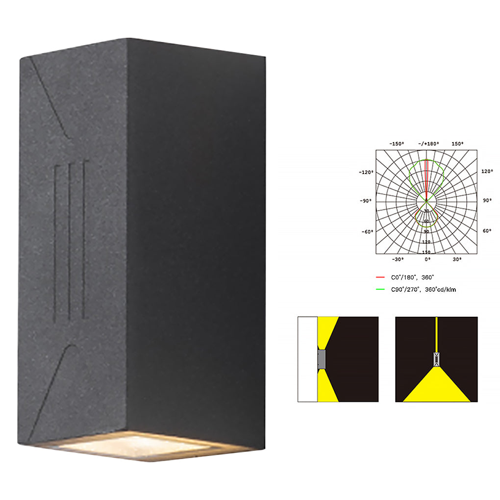 Up/Down Outdoor Wall Sconce — Aluminum & Glass, COB + LED Dual-Beam, IP65, 3000K Warm White