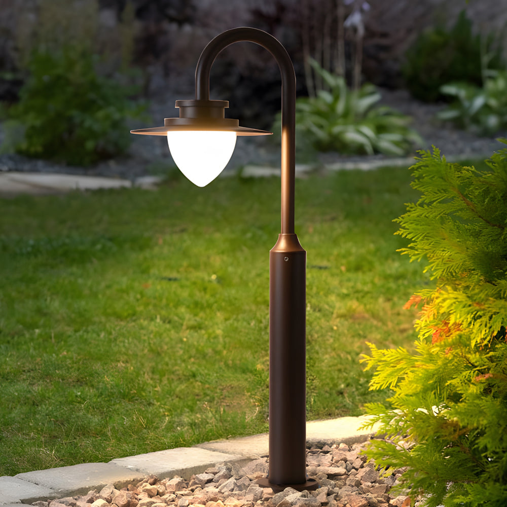durable outdoor post lighting minimalist nordic arc arm led lawn lamp