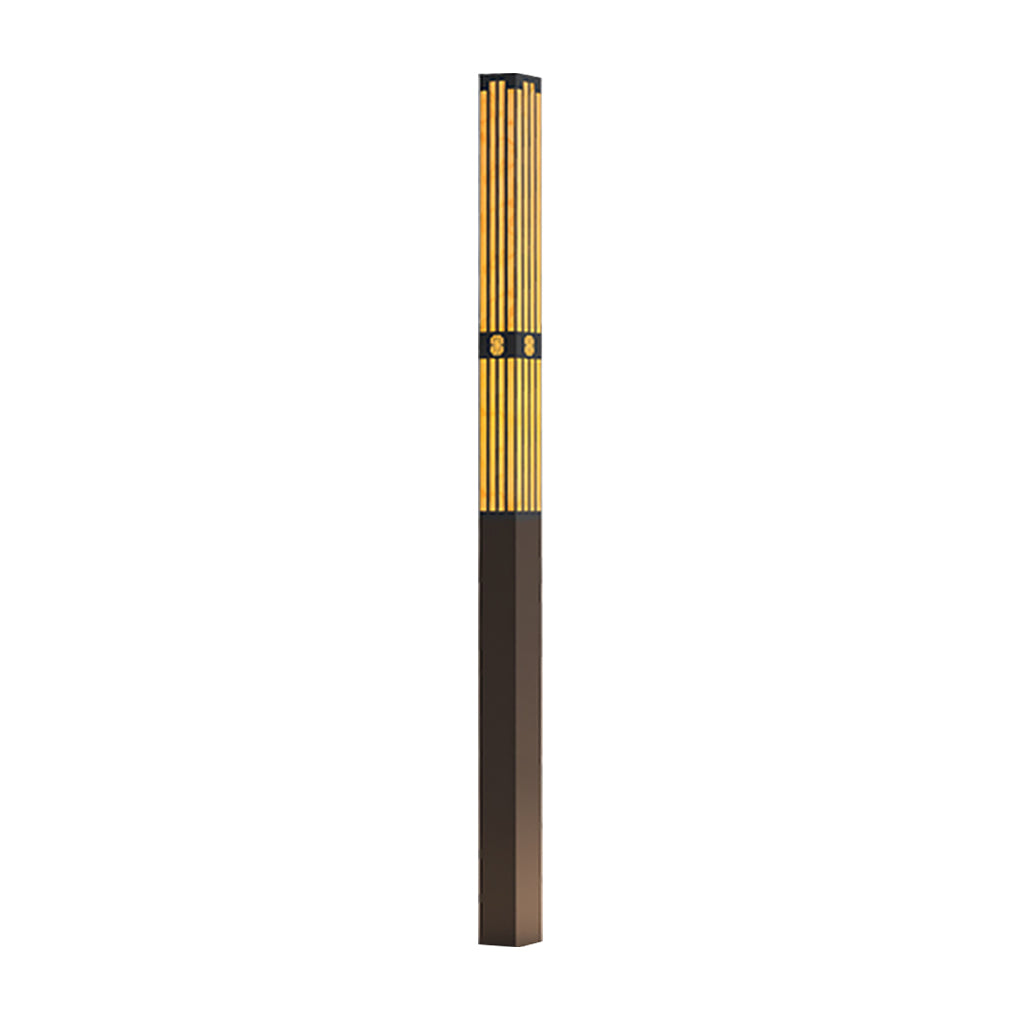 Rectangular Streak-Cut Outdoor Bollard Light — Stainless Steel and Imitation Marble, E27, IP54, 16" to 110"