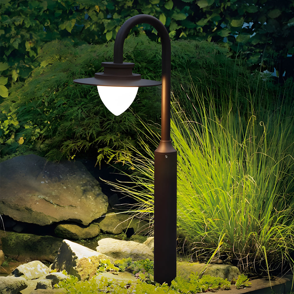 durable outdoor post lighting minimalist nordic arc arm led lawn lamp