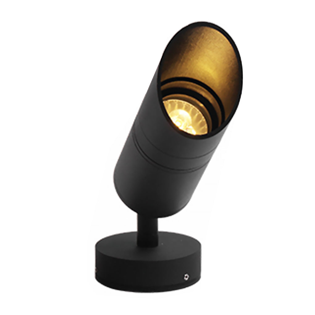 Adjustable LED Landscape Spotlight — Die-Cast Aluminum & Glass, Matte Black, IP54 Weatherproof, Rotatable Head