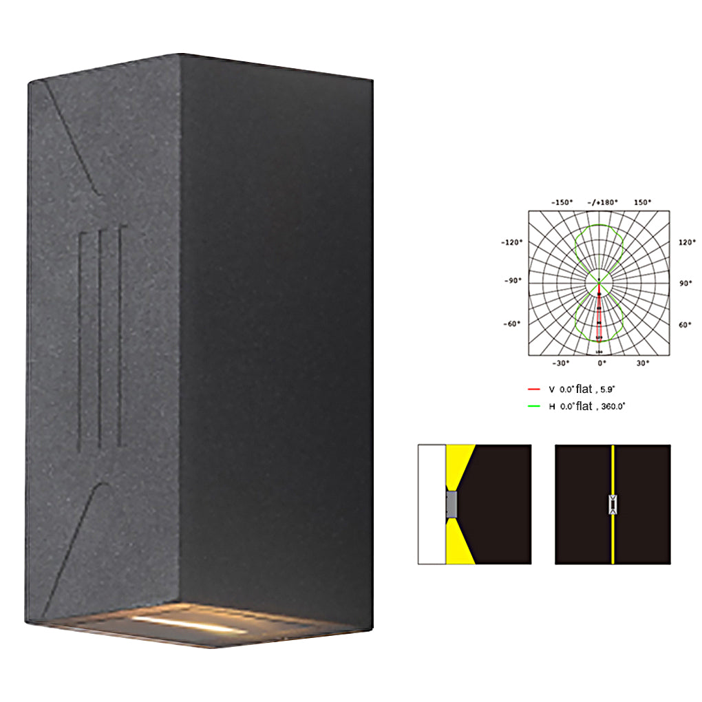 Up/Down Outdoor Wall Sconce — Aluminum & Glass, COB + LED Dual-Beam, IP65, 3000K Warm White