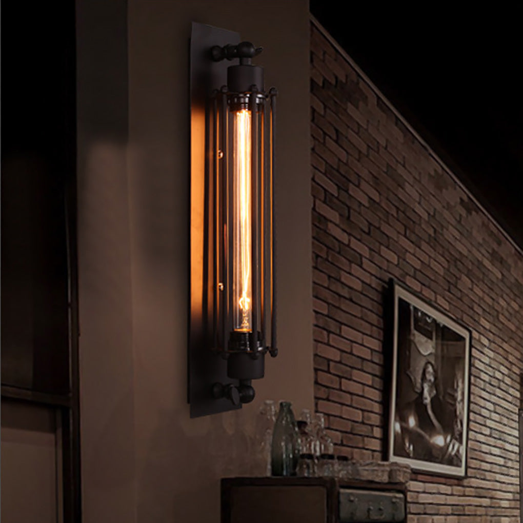 Retro Industrial Wall Sconce — Black Iron, 6W E27 LED, 3000K Warm White, for Cafés and Corridors