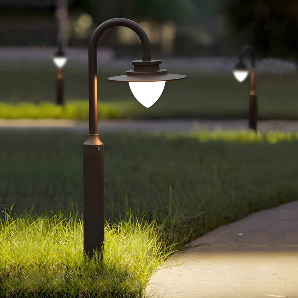 durable outdoor post lighting minimalist nordic arc arm led lawn lamp