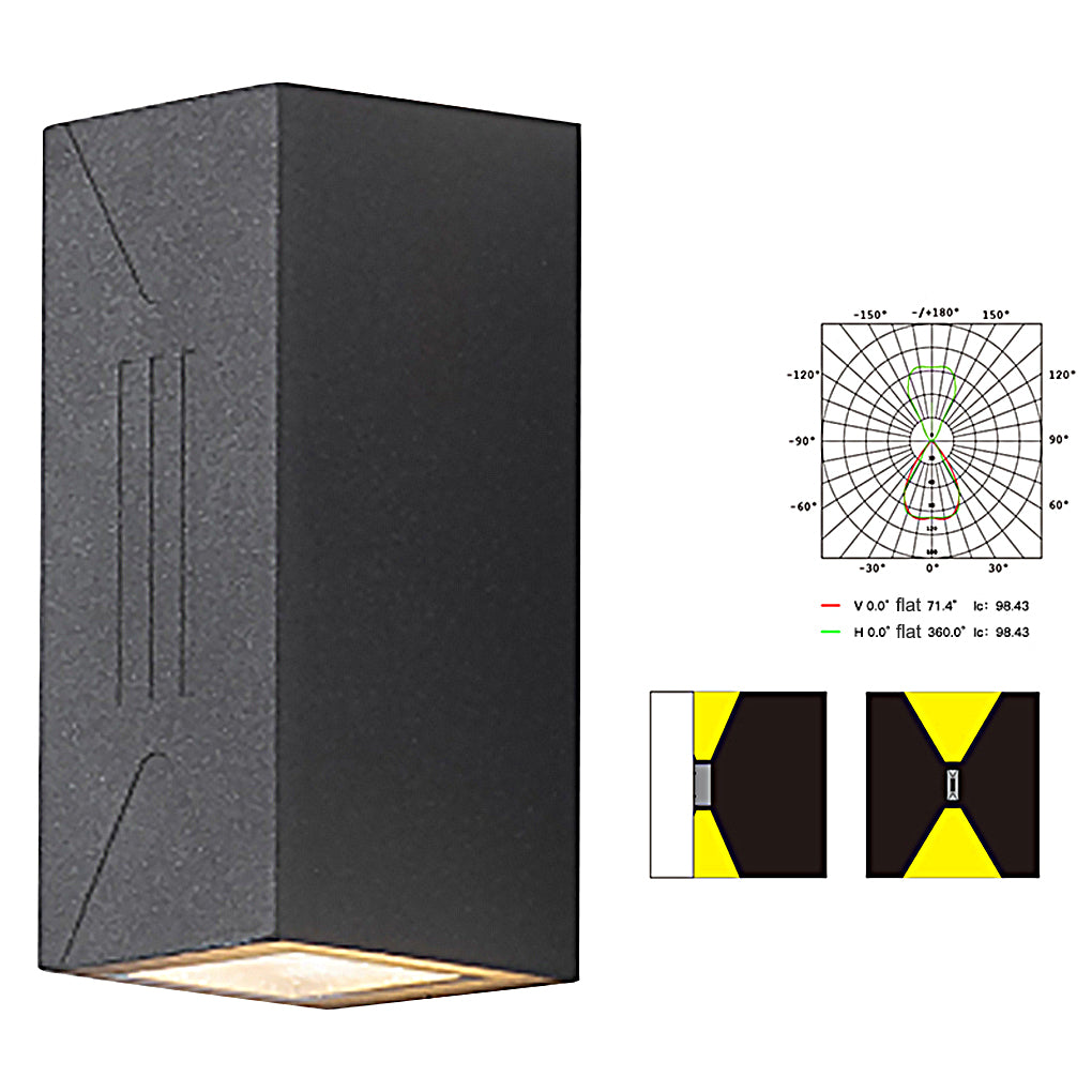 Up/Down Outdoor Wall Sconce — Aluminum & Glass, COB + LED Dual-Beam, IP65, 3000K Warm White
