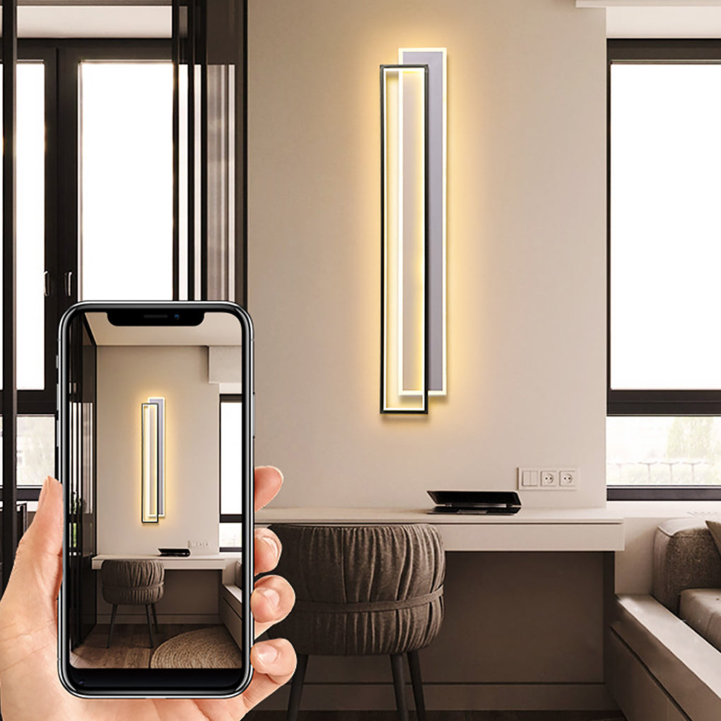 Minimalist Linear LED Wall Sconce — Aluminum & Acrylic, Three-Step Dimming, 25W–50W, Black or Gold