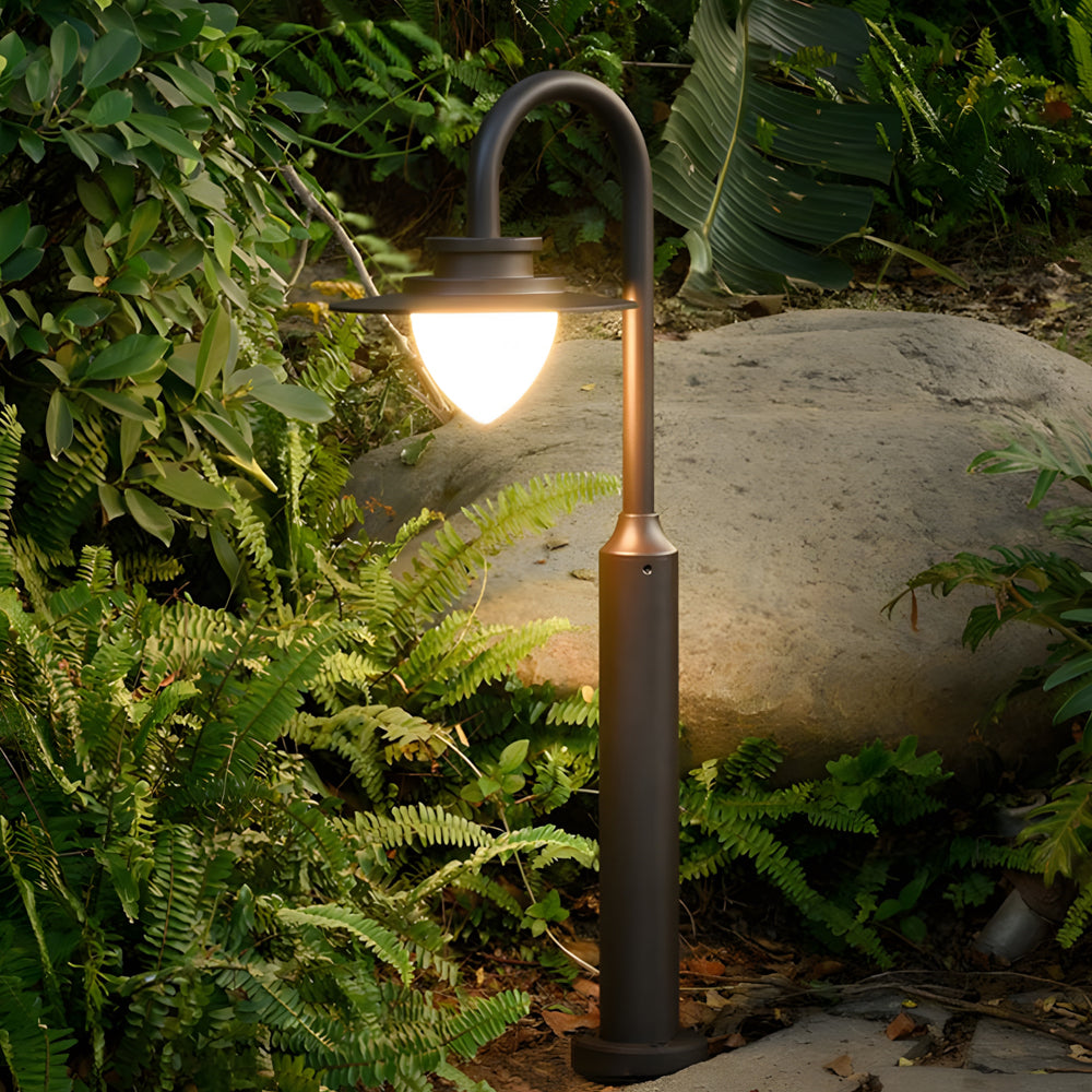 durable outdoor post lighting minimalist nordic arc arm led lawn lamp