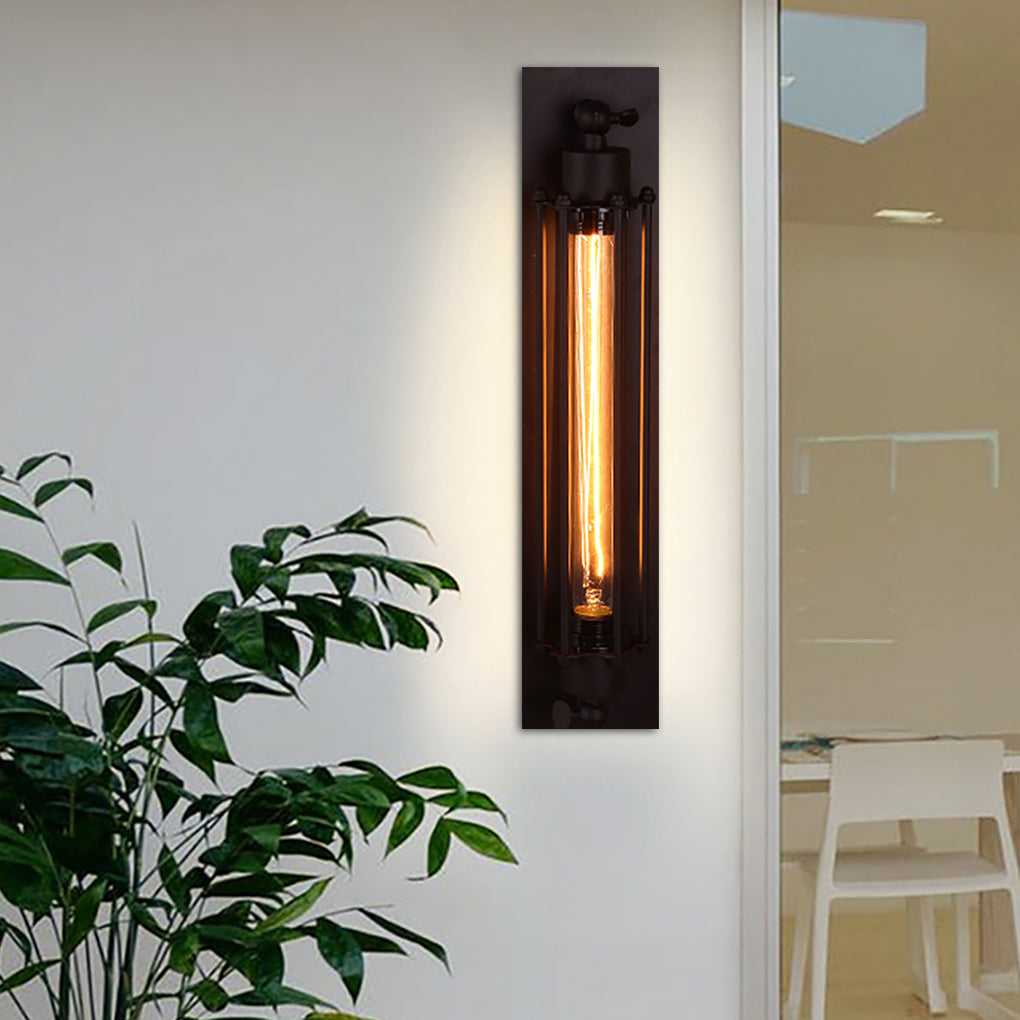 Retro Industrial Wall Sconce — Black Iron, 6W E27 LED, 3000K Warm White, for Cafés and Corridors