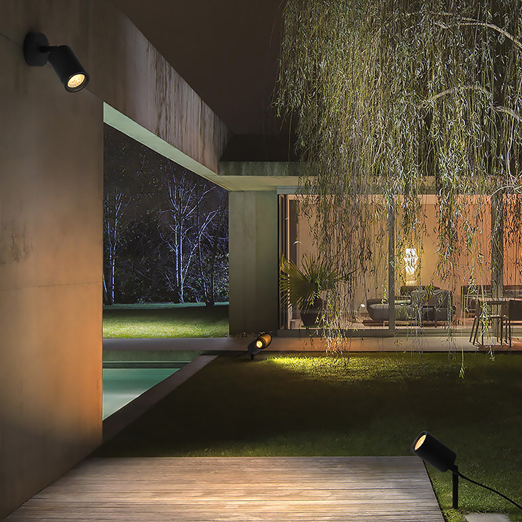Adjustable LED Landscape Spotlight — Die-Cast Aluminum & Glass, Matte Black, IP54 Weatherproof, Rotatable Head