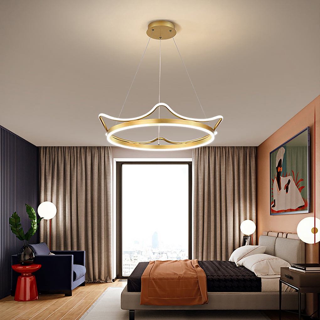 Imperial Crown Chandelier — Aluminum & Iron, LED, 22" Diameter, 3000K–6000K Dimmable, Remote Control