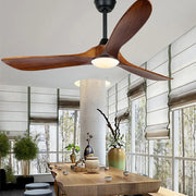 Retro Solid Wood Ceiling Fan with Lights - Silent Dimming and Frequency Conversion Luxe