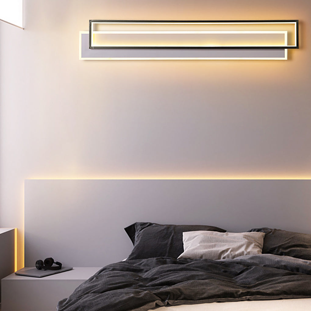 Minimalist Linear LED Wall Sconce — Aluminum & Acrylic, Three-Step Dimming, 25W–50W, Black or Gold