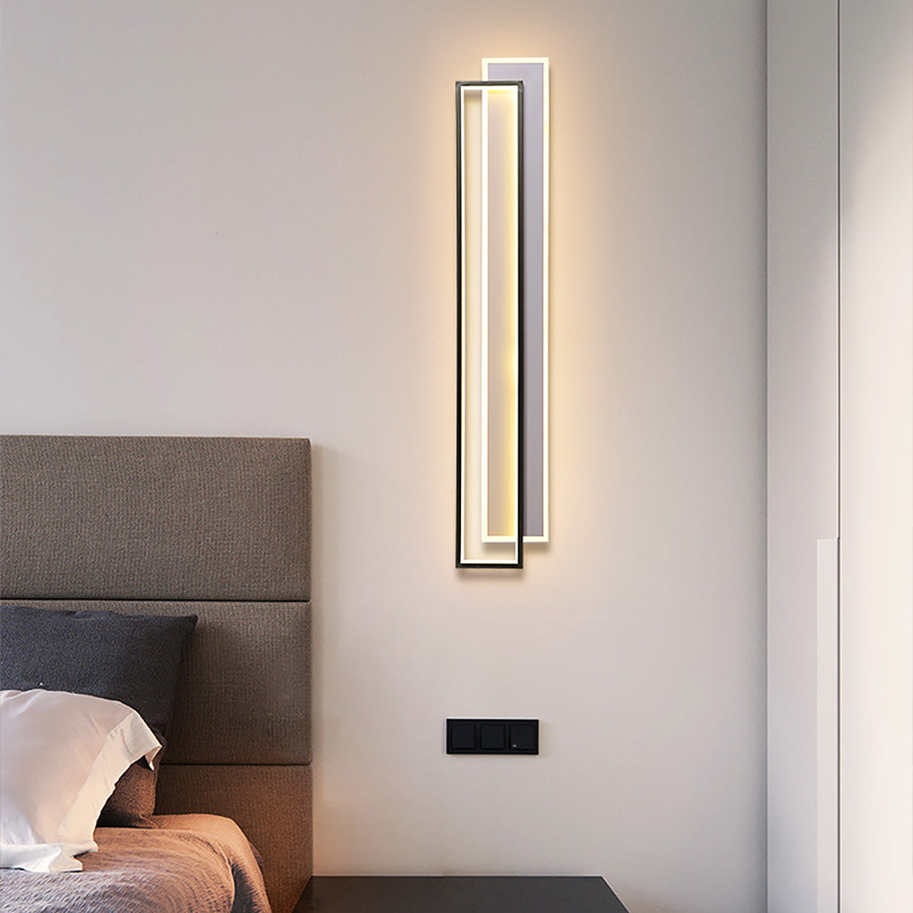 Minimalist Linear LED Wall Sconce — Aluminum & Acrylic, Three-Step Dimming, 25W–50W, Black or Gold