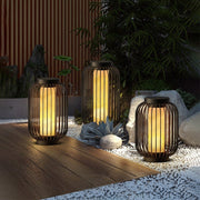 Modern Caged Outdoor Floor Lantern — Brown Stainless Steel, E27, 3000K Warm White, 16"–24"