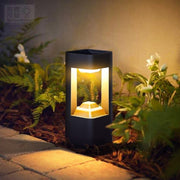Modern Square Hollow Bollard Light — Aluminum, Smart Solar, Outdoor, 12" or 24"