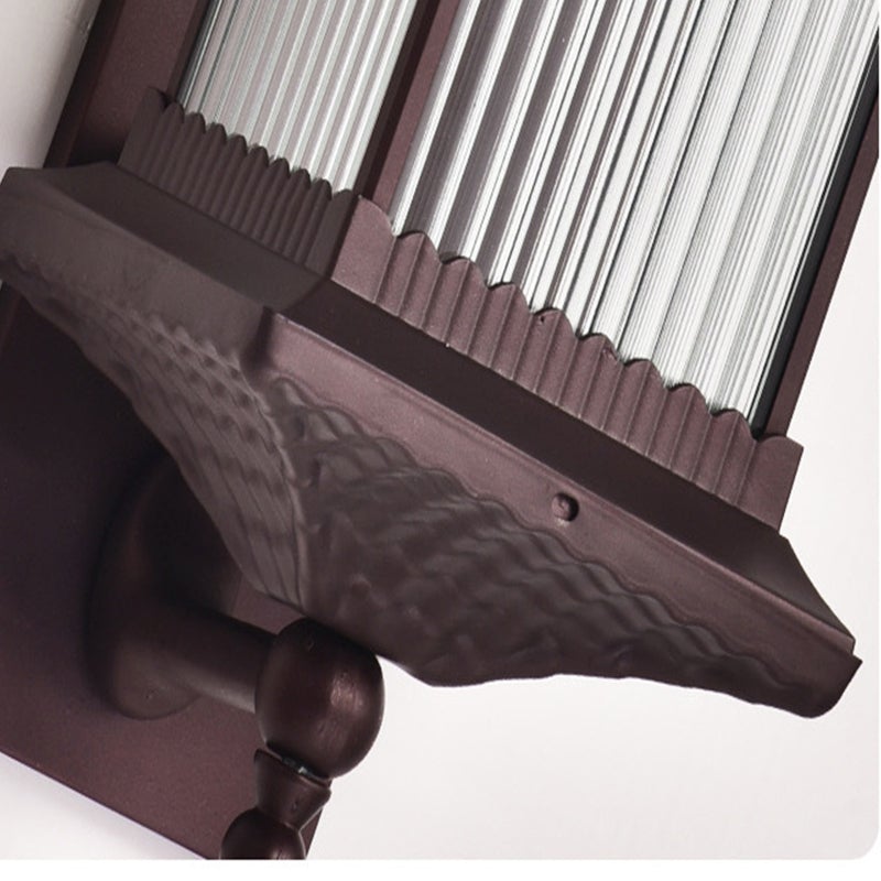 Retro Striped Glass Solar Outdoor Wall Sconce — IP65 Weatherproof, LED, 3000K Warm, 24" or 30"