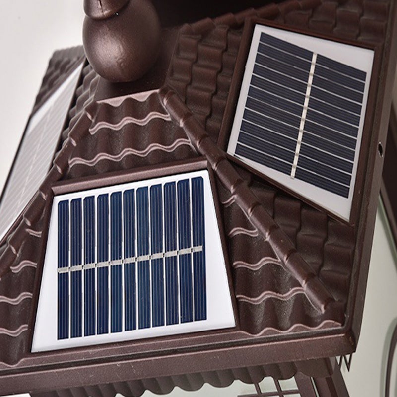 Retro Striped Glass Solar Outdoor Wall Sconce — IP65 Weatherproof, LED, 3000K Warm, 24" or 30"