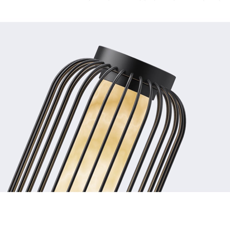 Modern Caged Outdoor Floor Lantern — Brown Stainless Steel, E27, 3000K Warm White, 16"–24"