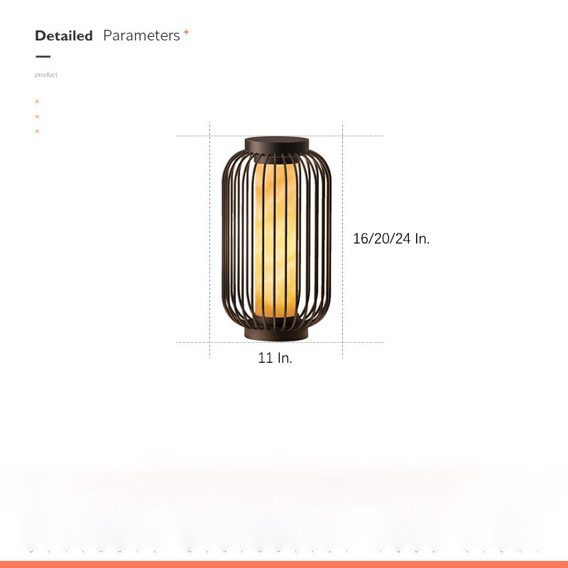Modern Caged Outdoor Floor Lantern — Brown Stainless Steel, E27, 3000K Warm White, 16"–24"