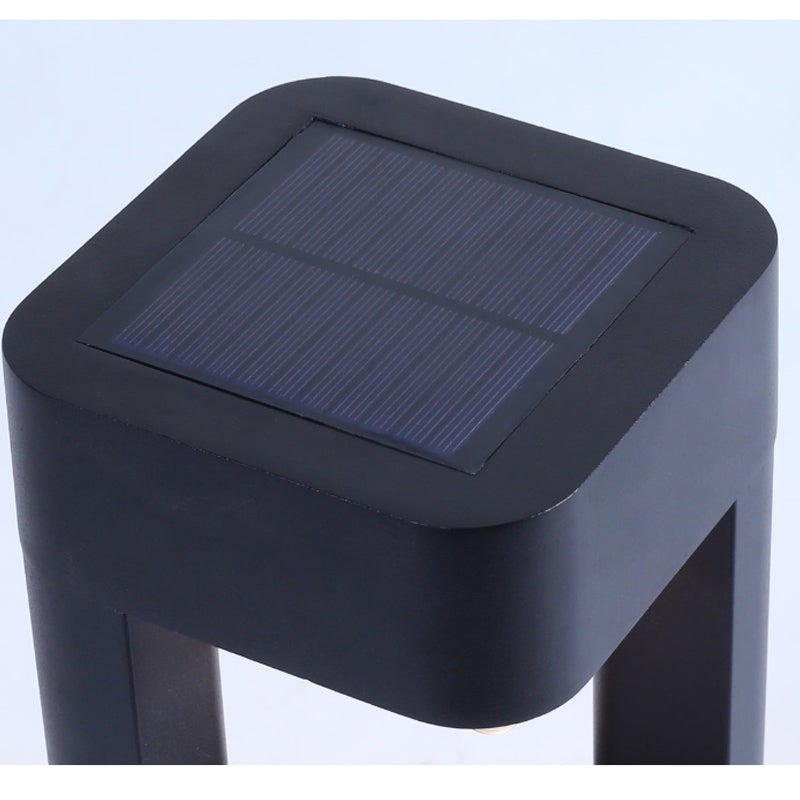Modern Square Hollow Bollard Light — Aluminum, Smart Solar, Outdoor, 12" or 24"