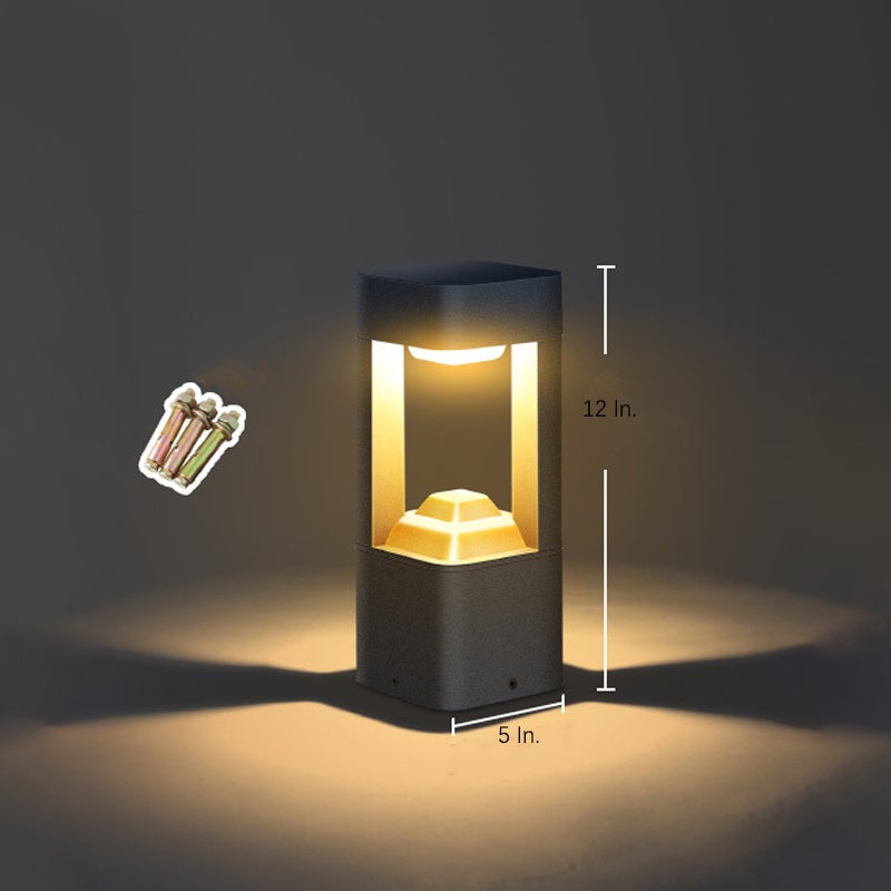 Modern Square Hollow Bollard Light — Aluminum, Smart Solar, Outdoor, 12" or 24"