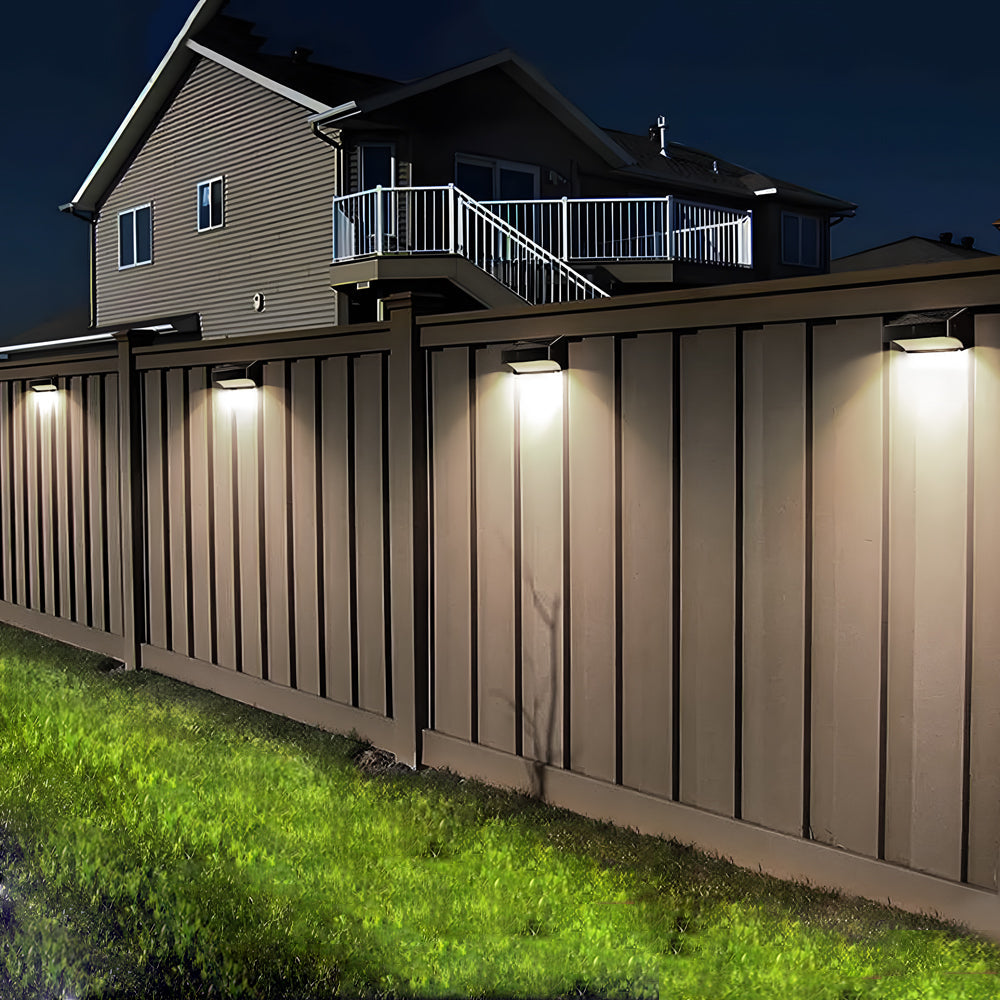 Minimalist Solar Outdoor Wall Sconce, 4-Pack — Black ABS, LED, Dusk-to-Dawn, RGB + Dual White, IP65 Weatherproof
