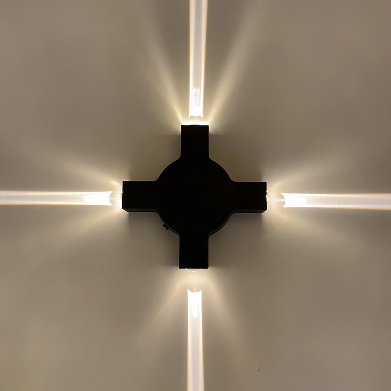Starlight Modern Outdoor Up/Down Wall Sconce — Die-Cast Aluminum, Matte Black, 12W LED, IP65