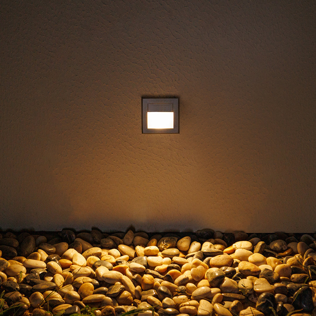 Square Recessed Outdoor Step Light — Die-Cast Aluminum, Black, OSRAM LED, 2W / 6W, 3000K, IP65