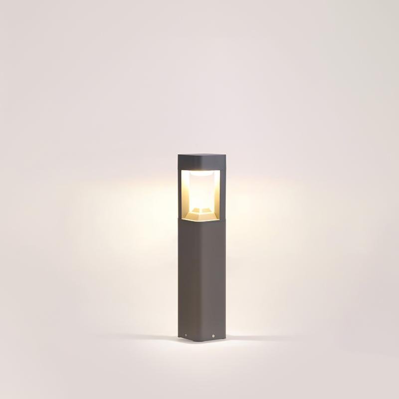 Modern Bollard Pathway Light — Black Aluminum, Hollow Lantern Design, LED 3200K, IP54 Weatherproof