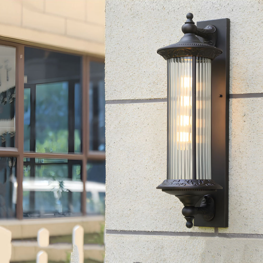 Vintage Outdoor Wall Sconce — Die-Cast Aluminum, Frosted Glass, E27, IP55 Weatherproof, Coffee Gold