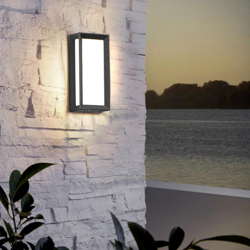 Industrial Rectangular Outdoor Wall Sconce — Aluminum & PMMA, Integrated LED, IP54, 3200K Warm White