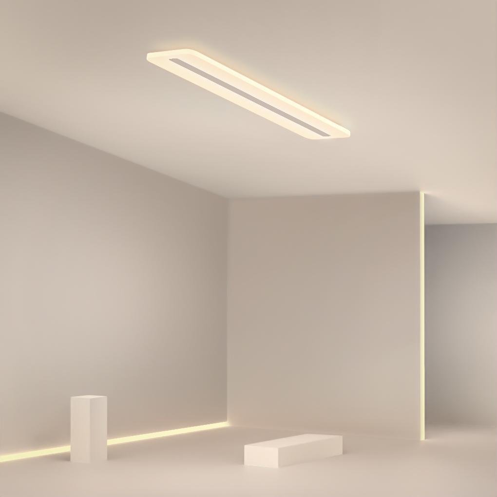 Rectangular LED Flush-Mount Ceiling Light — White Iron, 3-Step Dimming (3000K/4500K/6000K), 40W, Multiple Sizes
