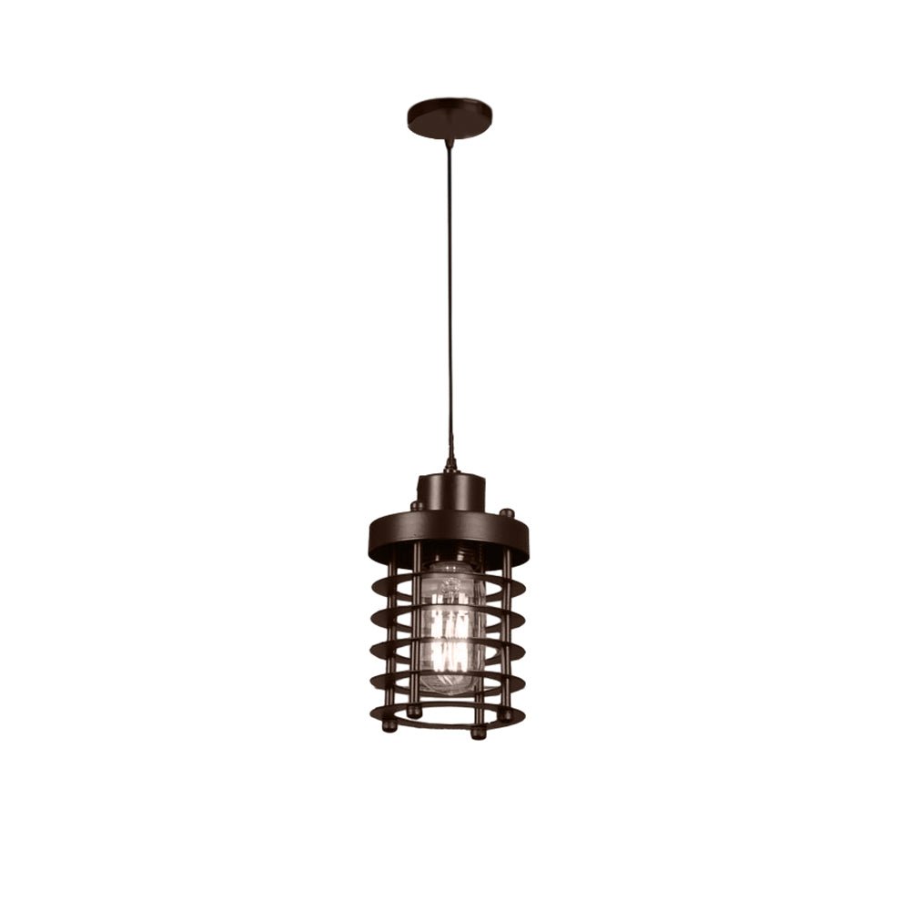 Industrial Cage Mini Pendant — Aged Metal, 1-Light, E27 40W, 3.9" Dia.