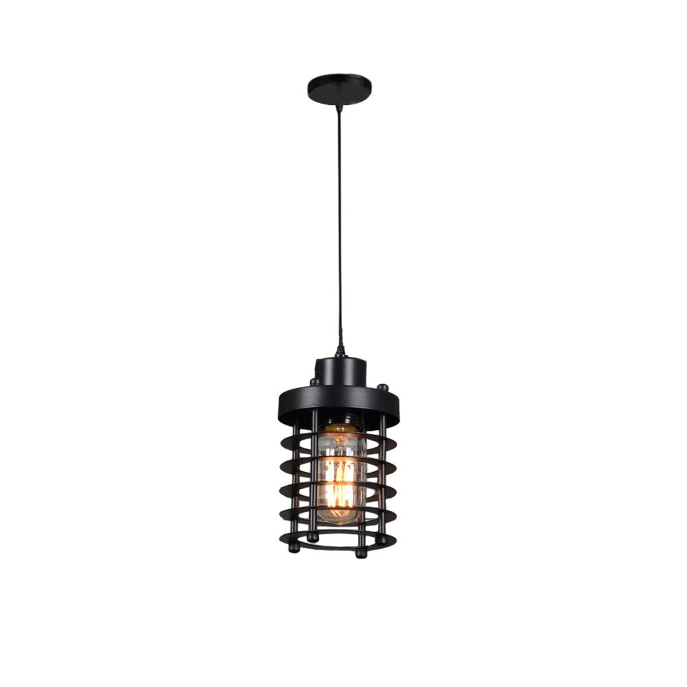 Industrial Cage Mini Pendant — Aged Metal, 1-Light, E27 40W, 3.9" Dia.