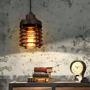 Industrial Cage Mini Pendant — Aged Metal, 1-Light, E27 40W, 3.9" Dia.