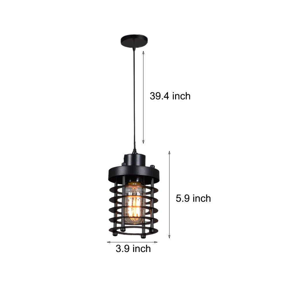 Industrial Cage Mini Pendant — Aged Metal, 1-Light, E27 40W, 3.9" Dia.