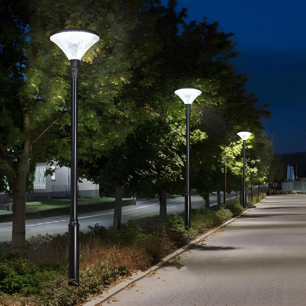 1-Light Black Solar LED Outdoor Lamp Post and Street Light