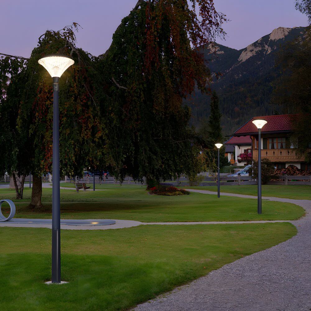 1 light black solar led outdoor lamp post and street light